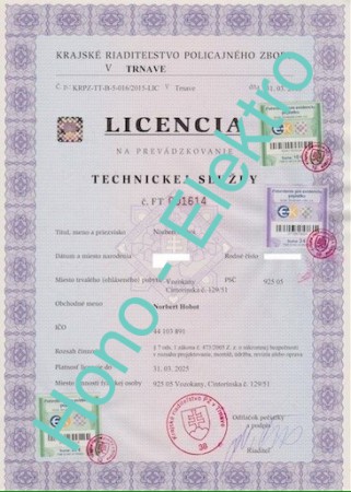 Licencia na prevádzkovanie technickej služby